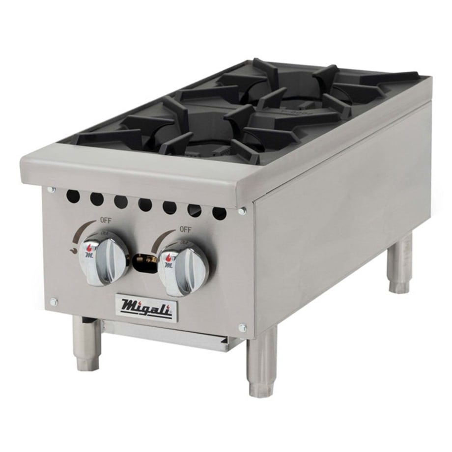 Migali C-HP-2B-12 12" Gas Hotplate w/ (2) Burners & Manual Controls, Convertible