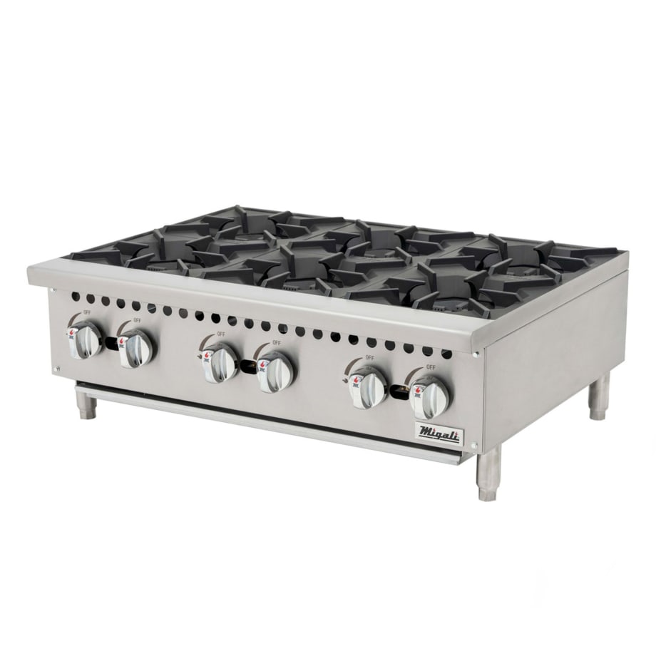 Migali C-HP-6B-36 12" Gas Hotplate w/ (2) Burners & Manual Controls, Convertible