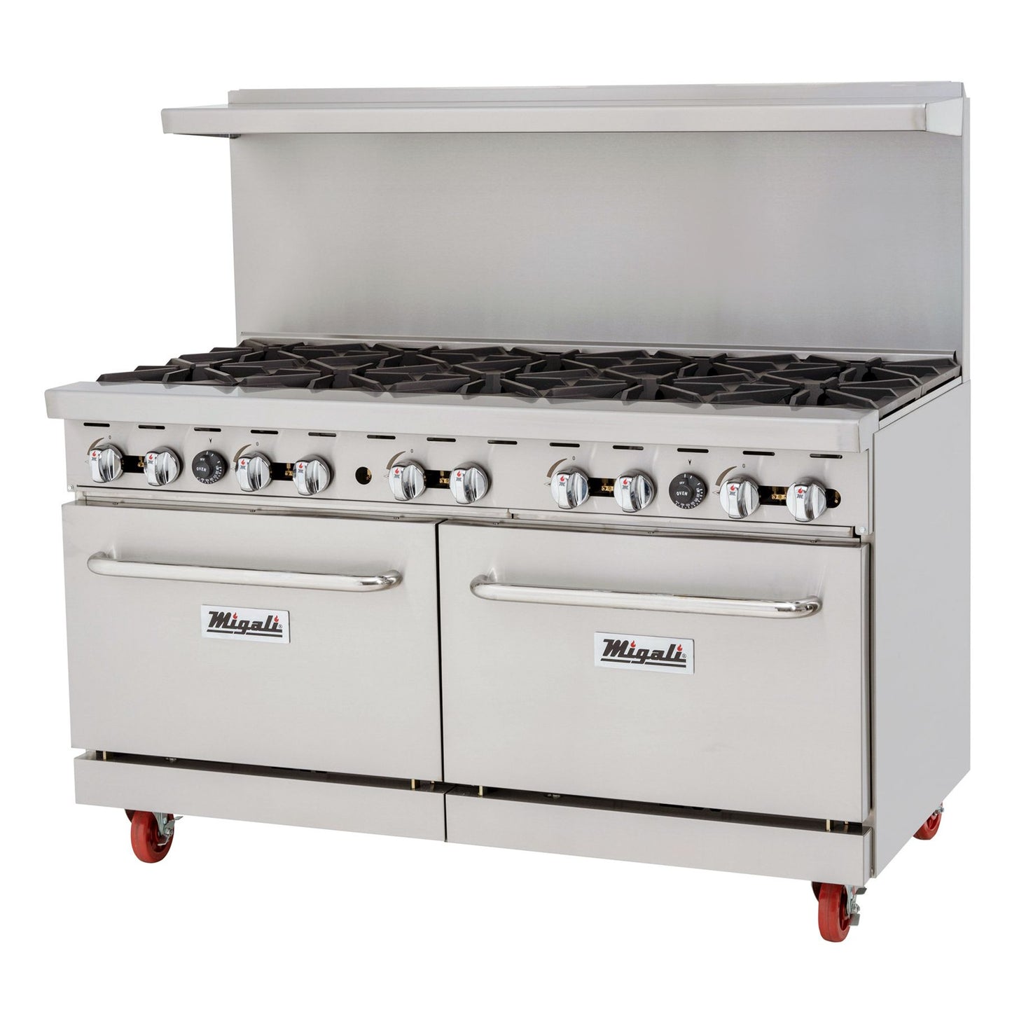 Migali C-RO10B-NG 60″ Natural Gas Restaurant Range w/ (10) Burners & (2) Standard Ovens – 284,000 BTU
