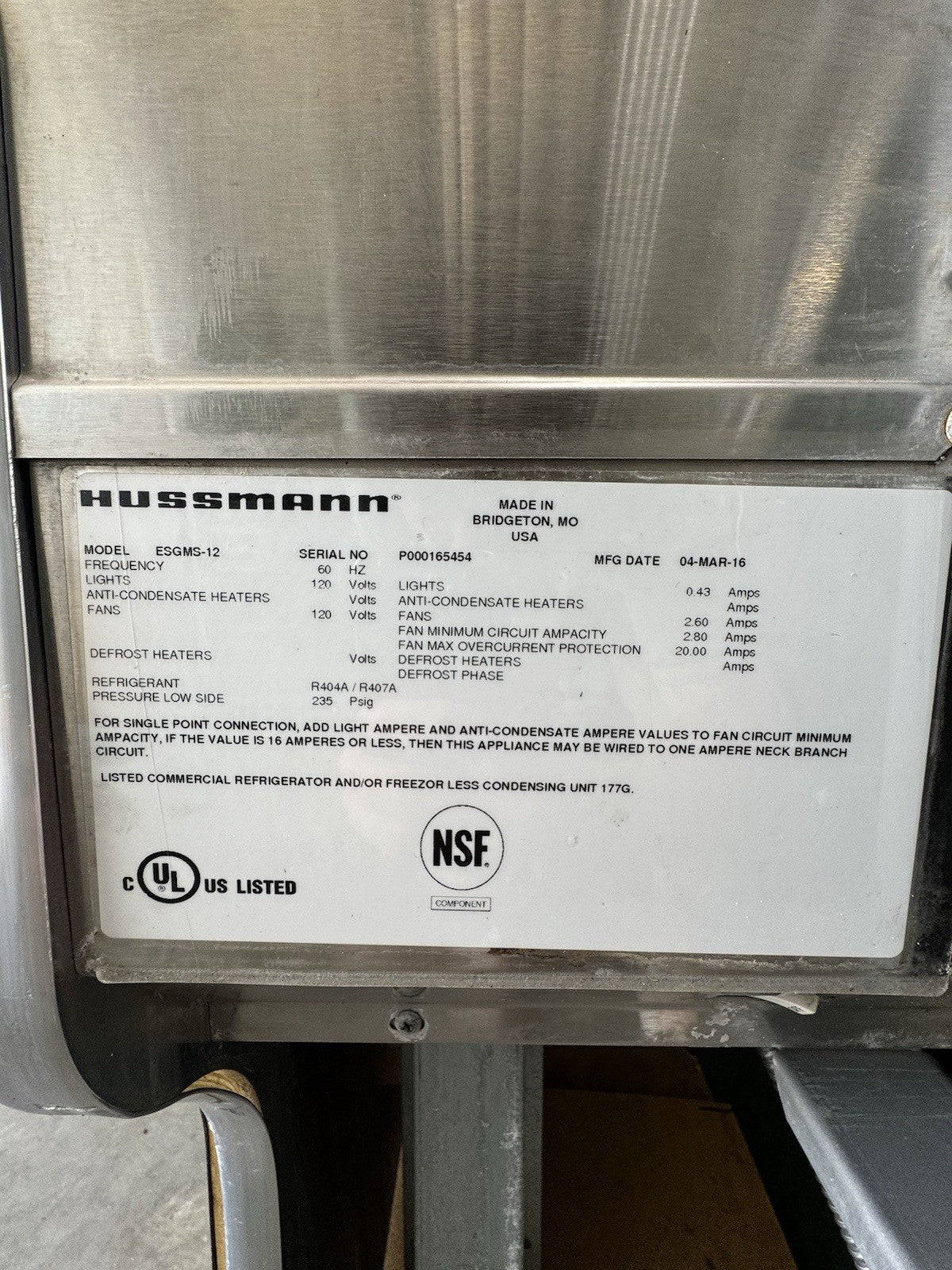 Used Hussmann Meat Case Display / Seafood Case / Deli Case 2016 GRAVITY COIL red meat