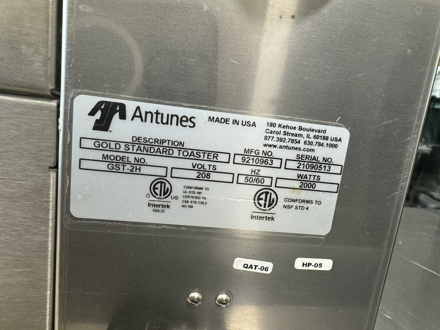 Antunes GST-2H Conveyor Bun Toaster 2-Lane 208V/1Ph Dual Belt Commercial Open Box Scratch Dent
