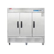 WESTLAKE Commercial Freezer 82" 3-Door 72 Cu.ft Stainless Steel | 9-Shelf Embraco ETL DOE Reach-In for Restaurant