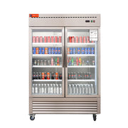 WESTLAKE Commercial Refrigerator Merchandiser 48" 2-Glass Door 49 Cu.ft Stainless Steel | R290 Embraco ETL NSF Reach-In for Restaurant