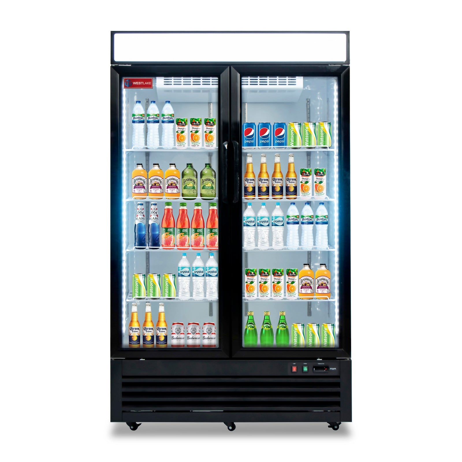 WESTLAKE Commercial Refrigerator Merchandiser 48" 2-Glass Door 36 Cu.ft Stainless Steel | Cubigel ETL DOE Copper Evaporator Reach-In for Restaurant
