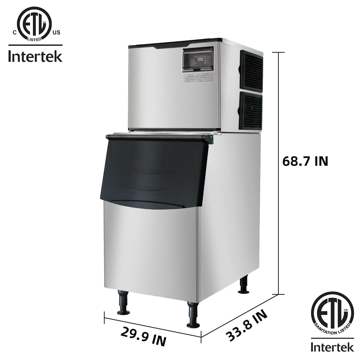 WESTLAKE Commercial Ice Machine 500 lb. Air Cooled Cube Ice Maker with 440 lb. Bin | SK-529 ETL Certified for Restaurant