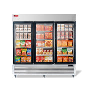 WESTLAKE Commercial Freezer Merchandiser 83" 3-Glass Door 72 Cu.ft Stainless Steel | ETL DOE Reach-In Display for Restaurant