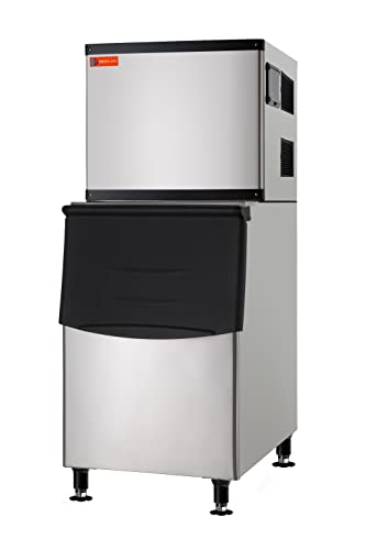 WESTLAKE Commercial Ice Maker Machine 500 lb/Day with 375 lb Bin | Air Cooled Full Cube Ice Machine for Restaurant