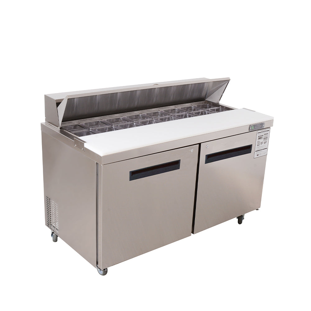 WESTLAKE Commercial Prep Table 60" 2-Door Stainless Steel | Embraco ETL Sandwich Salad Refrigerator for Restaurant