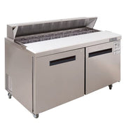 WESTLAKE Commercial Prep Table 60" 2-Door 16-Pan 12.9 Cu.ft Stainless Steel | 1/2HP Embraco ETL DOE Sandwich Salad Refrigerator for Restaurant