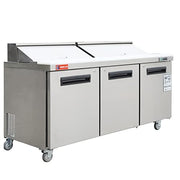 WESTLAKE Commercial Prep Table 72" 3-Door 20-Pan Stainless Steel | Embraco ETL DOE Sandwich Salad Refrigerator for Restaurant