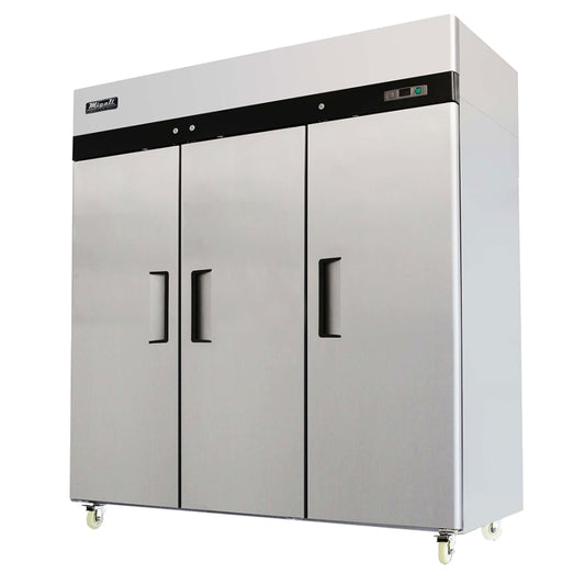Migali C-3F-HC 77 4/5" Competitor Three Section Reach In Freezer, (3) Left/Right Hinge Solid Doors,...