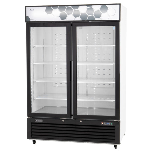 Migali C-49FM-HCE 54 2/5" Two Section Display Freezer w/ Swing Doors - Bottom Mount Compressor,...