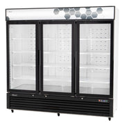 Migali C-72FM-HC 82" Three Section Display Freezer w/ Swing Doors - Bottom Mount Compressor, White,...