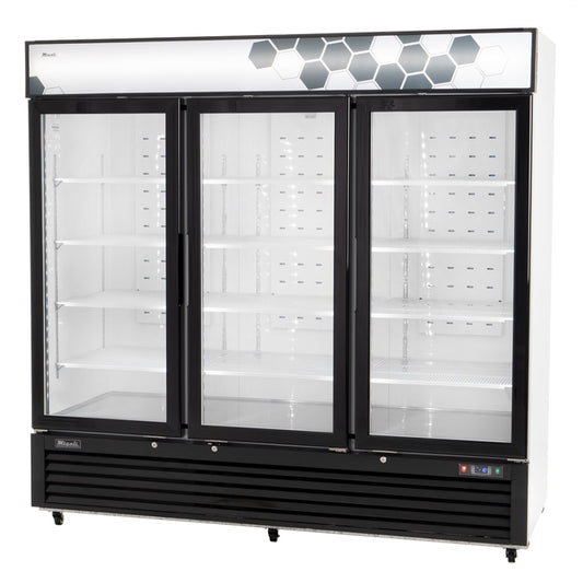 Migali C-72FM-HC 82" Three Section Display Freezer w/ Swing Doors - Bottom Mount Compressor, White,...