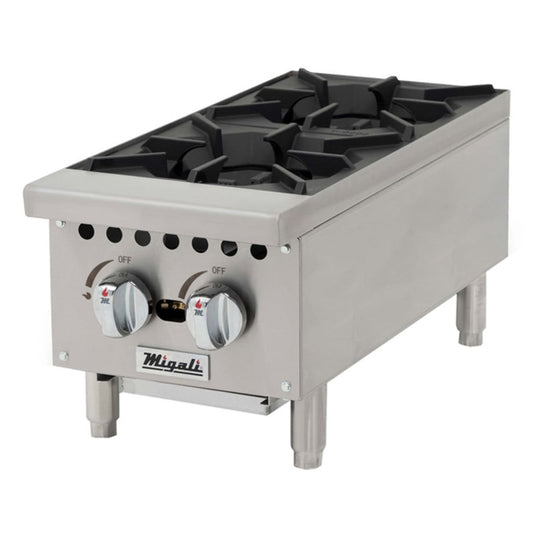 Migali C-HP-2B-12 12" Gas Hotplate w/ (2) Burners & Manual Controls, Convertible