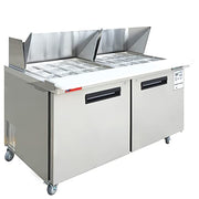 WESTLAKE Commercial Mega Top Prep Table 60" 2-Door Stainless Steel | Cubigel ETL Sandwich Salad Refrigerator for Restaurant