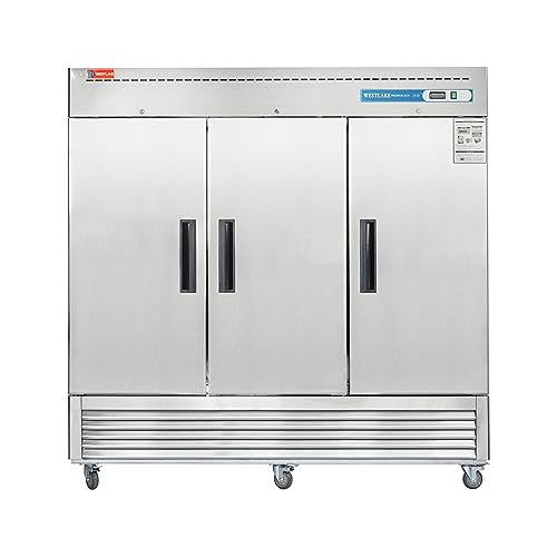 WESTLAKE Commercial Freezer 82" 3-Door 72 Cu.ft Stainless Steel | Embraco Energy Star ETL DOE Reach-In for Restaurant