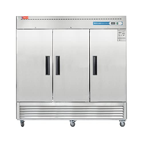 WESTLAKE Commercial Refrigerator 82" 3-Door 72 Cu.ft Stainless Steel | R290 Embraco ETL NSF DOE Reach-In for Restaurant