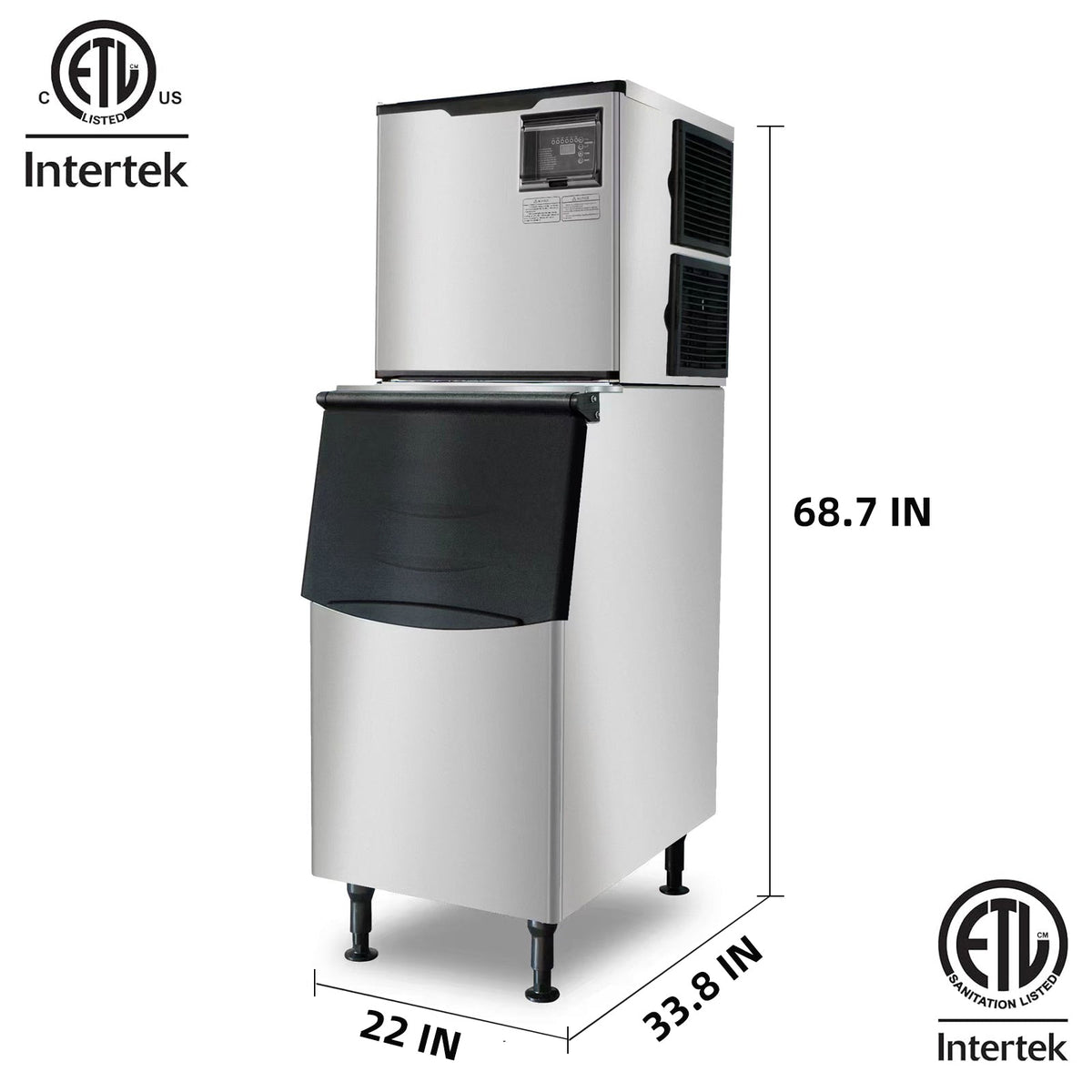 WESTLAKE Commercial Ice Maker Machine 350 lb/Day with 308 lb Bin | Air Cooled Full Cube Ice Machine for Restaurant