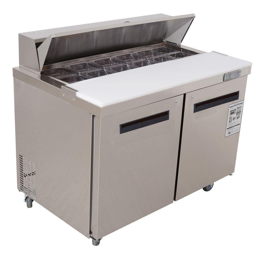 48 inch Salad Sandwich Prep Table Refrigerator, Stainless Steel Food Prep Cooler
