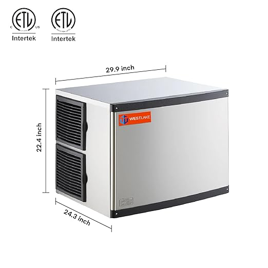 WESTLAKE Commercial Ice Maker Head 30" 500 lb/Day | Air Cooled Modular Cube Ice Machine for Restaurant