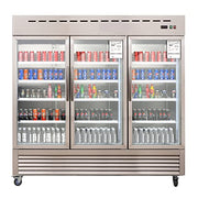 WESTLAKE Commercial Refrigerator Merchandiser 82" 3-Glass Door 72 Cu.ft Stainless Steel | 100% Copper Evaporator 12-Shelf Reach-In for Restaurant