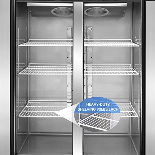 WESTLAKE Commercial Refrigerator 48" 2-Door 36 Cu.ft Stainless Steel | Cubigel NSF ETL Reach-In for Restaurant