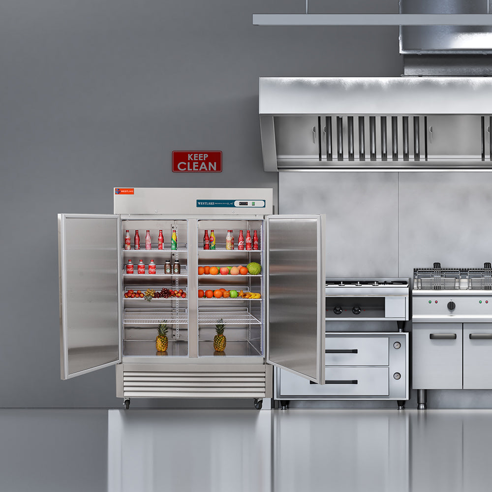 WESTLAKE Commercial Refrigerator 54" 2-Door 49 Cu.ft Stainless Steel | Embraco ETL NSF DOE Triple Certified Reach-In for Restaurant