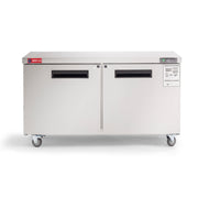 Commercial Undercounter Freezer, WESTLAKE 60" Double Door Stainless Steel Lowboy Worktop Freezer 14.8 Cu.ft