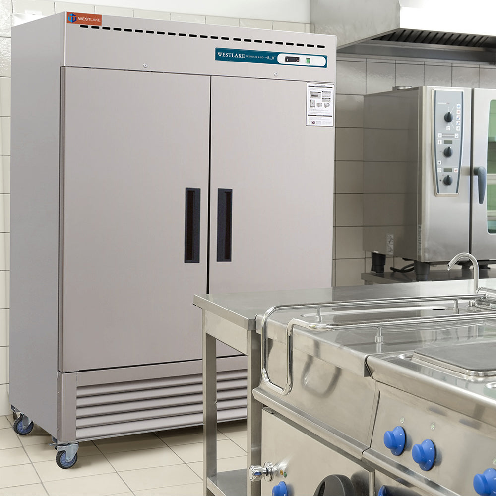 WESTLAKE Commercial Freezer 54" 2-Door 49 Cu.ft Stainless Steel | 3/4HP Embraco ETL Reach-In for Restaurant