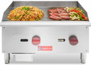 WESTLAKE Commercial Gas Griddle 24" 2-Burner 60,000 BTU Stainless Steel | Countertop Plate Grill for Restaurant