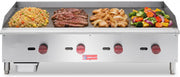 WESTLAKE Commercial Gas Griddle 48" 4-Burner 120,000 BTU Stainless Steel | Countertop Plate Grill for Restaurant
