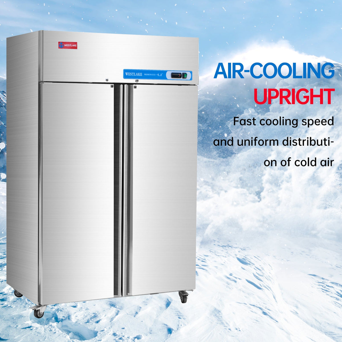 WESTLAKE Commercial Freezer 48" 2-Door 36 Cu.ft Stainless Steel | Cubigel ETL DOE Reach-In for Restaurant