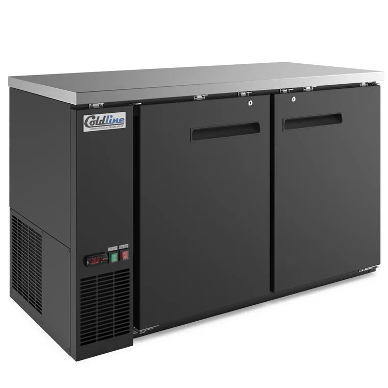 Coldline CBB-60 Coldline CBB-60 60" Black Counter Height Narrow Solid Door Back Bar Refrigerator commercial restaurant equipm