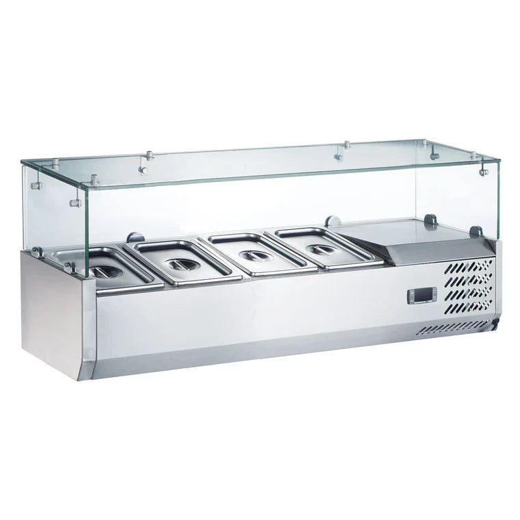Coldline CTP48SG Coldline CTP48SG 48" Refrigerated 4 Pan Glass Top Cover Countertop Salad Bar commercial restaurant equipment