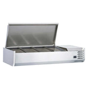 Coldline CTP48SS Coldline CTP48SS 48" Refrigerated 4 Pan Stainless Steel Top Cover Countertop Salad Bar commercial restaurant