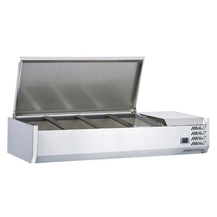 Coldline CTP48SS Coldline CTP48SS 48" Refrigerated 4 Pan Stainless Steel Top Cover Countertop Salad Bar commercial restaurant