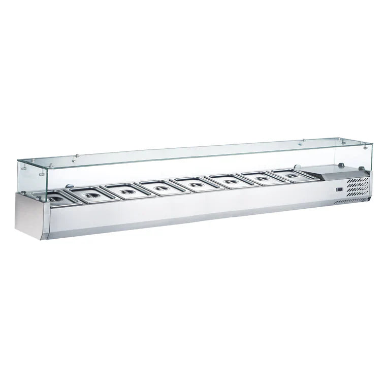 Coldline CTP70SG Coldline CTP70SG 71" Refrigerated 8 Pan Glass Top Cover Countertop Salad Bar commercial restaurant equipment