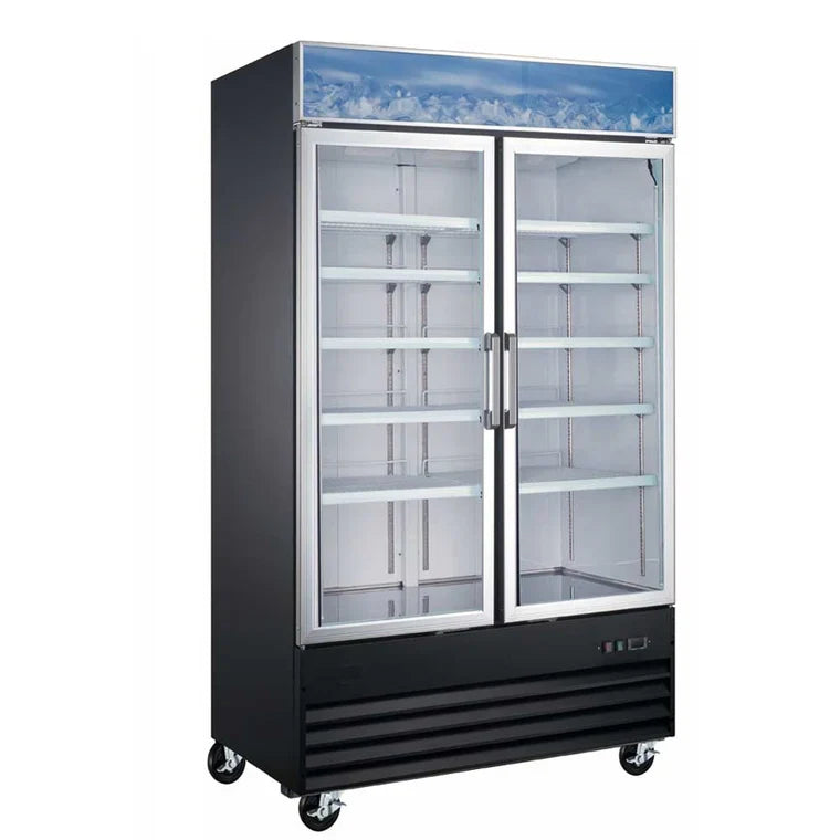 Coldline D48-B Coldline D48-B 48" Double Glass Swing Door Merchandising Freezer - Black commercial restaurant equipment