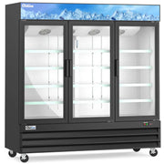 Coldline D80-B Coldline D80-B 79” Triple Glass Swing Door Merchandising Freezer - Black commercial restaurant equipment
