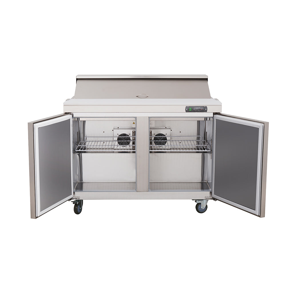 WESTLAKE Commercial Prep Table 48" 2-Door Stainless Steel | Embraco ETL Sandwich Salad Refrigerator for Restaurant