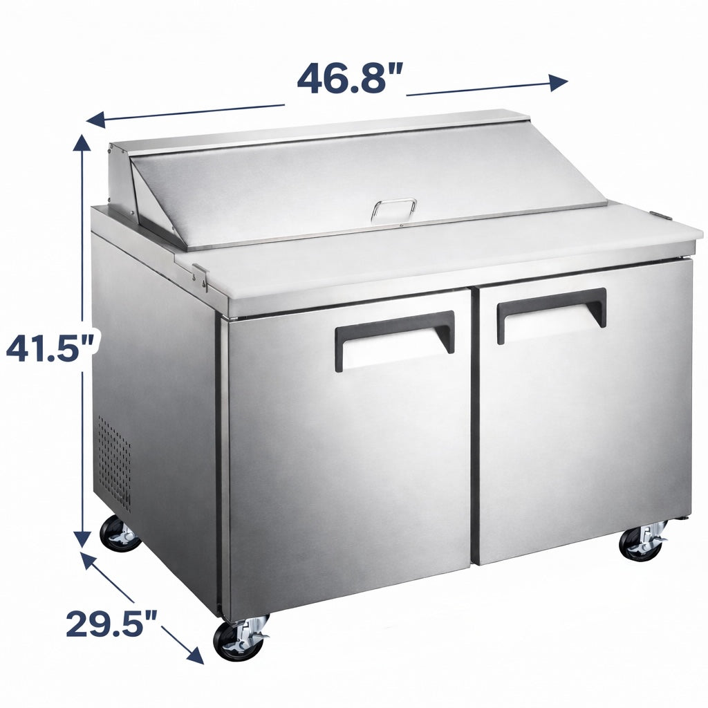 Sandwich Unit Drago DRSP48-12 46″ Refrigerated Sandwich Prep Table | 12 Pan ...