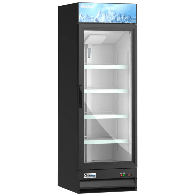 Coldline G15-B Coldline G15-B 26" Single Glass Swing Door Merchandiser Refrigerator - Black commercial restaurant equipment