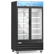 Coldline G48-B Coldline G48-B 48” Double Glass Swing Door Merchandising Refrigerator - Black commercial restaurant equipment