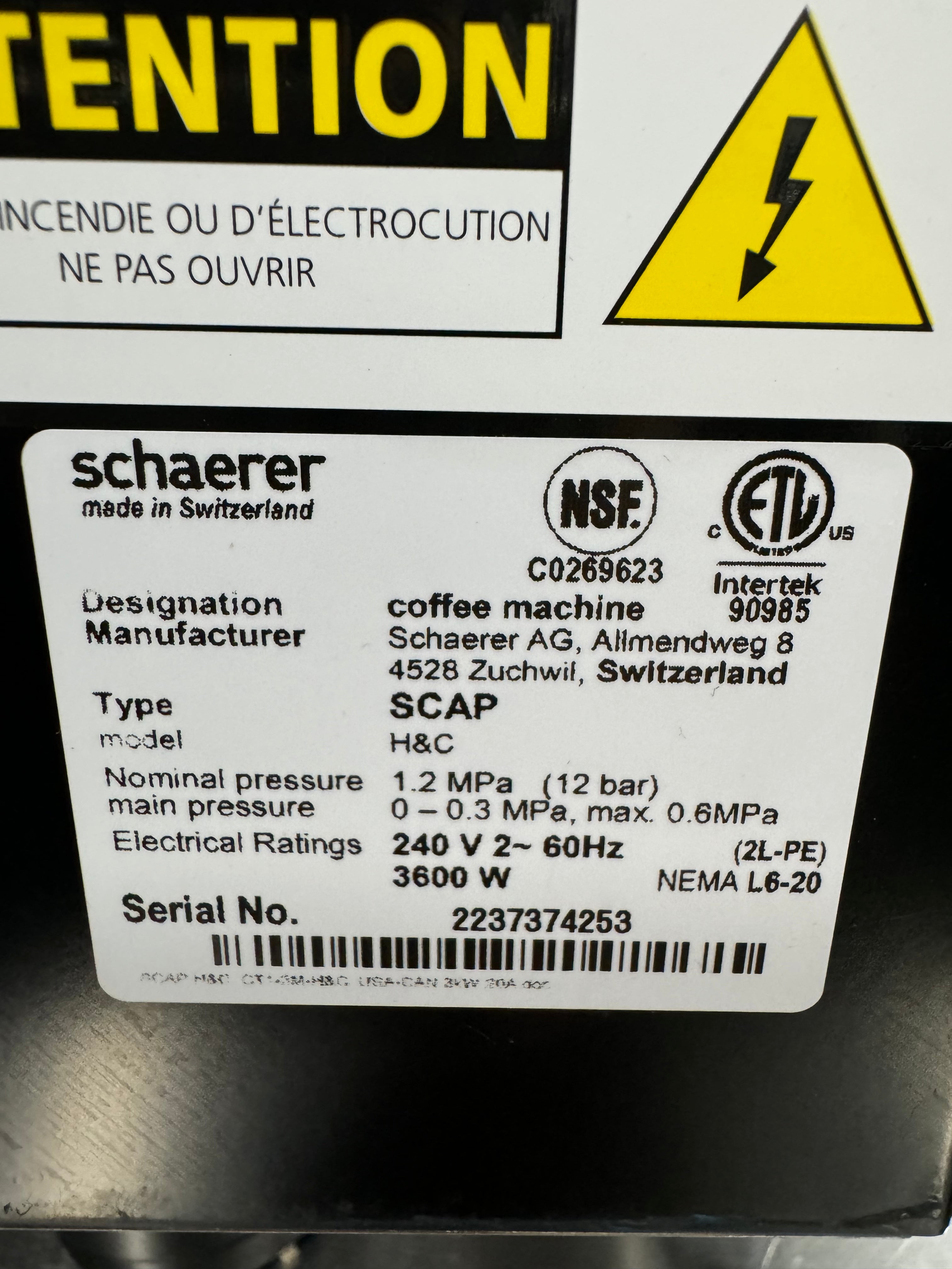 Schaerer Coffee Art C SCAP H&C – Bean-to-Cup Coffee System (Hot & Cold) – Used, 2022