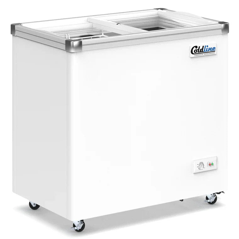 Coldline SD34 Coldline SD34 34" Flat Glass Top Display Ice Cream Freezer with 1 Basket commercial restaurant equipment