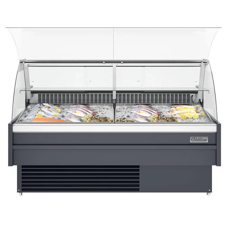 Coldline SDC72-F Coldline SDC72-F 72" Refrigerated Fish Display Case with Ice Bin and Drain commercial restaurant equipment