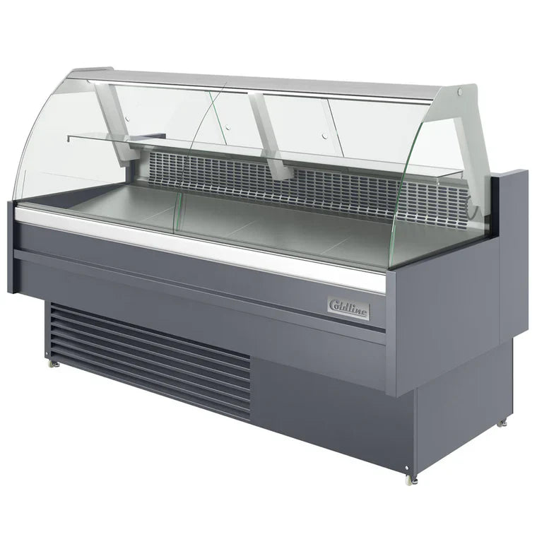 Coldline SDC72 Coldline SDC72 72" Refrigerated Curved Glass Meat Deli Case with Rear Storage commercial restaurant equipment