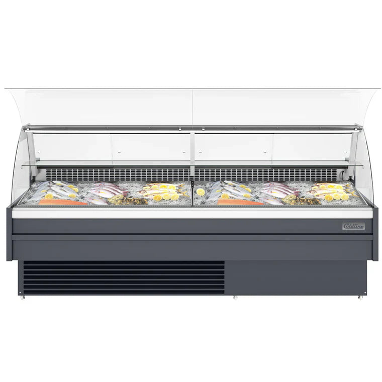 Coldline SDC98-F Coldline SDC98-F 98” Refrigerated Fish Display Case with Ice Bin and Drain commercial restaurant equipment