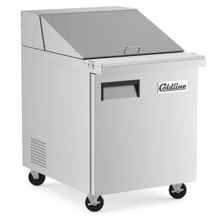 Coldline SMP27 Coldline SMP27 27" One Door Mega Top Bain Marie Sandwich Prep Refrigerator - 9 Pans commercial restaurant equi